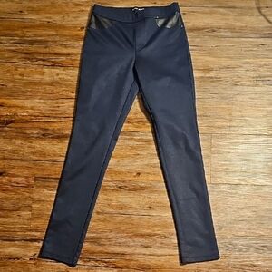 Women's DKNY Mixed Media Navy Blue Leggings with Black Accents XS